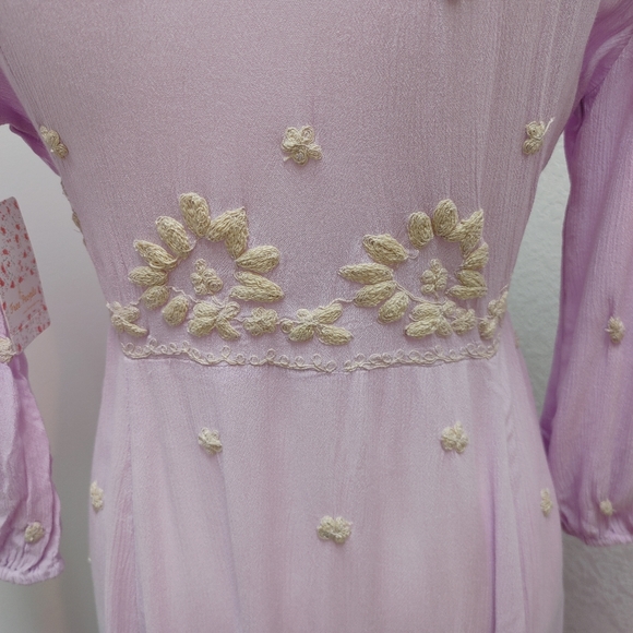 Free People Lilac Blossom Embroidered Dress Size S - Picture 7 of 13